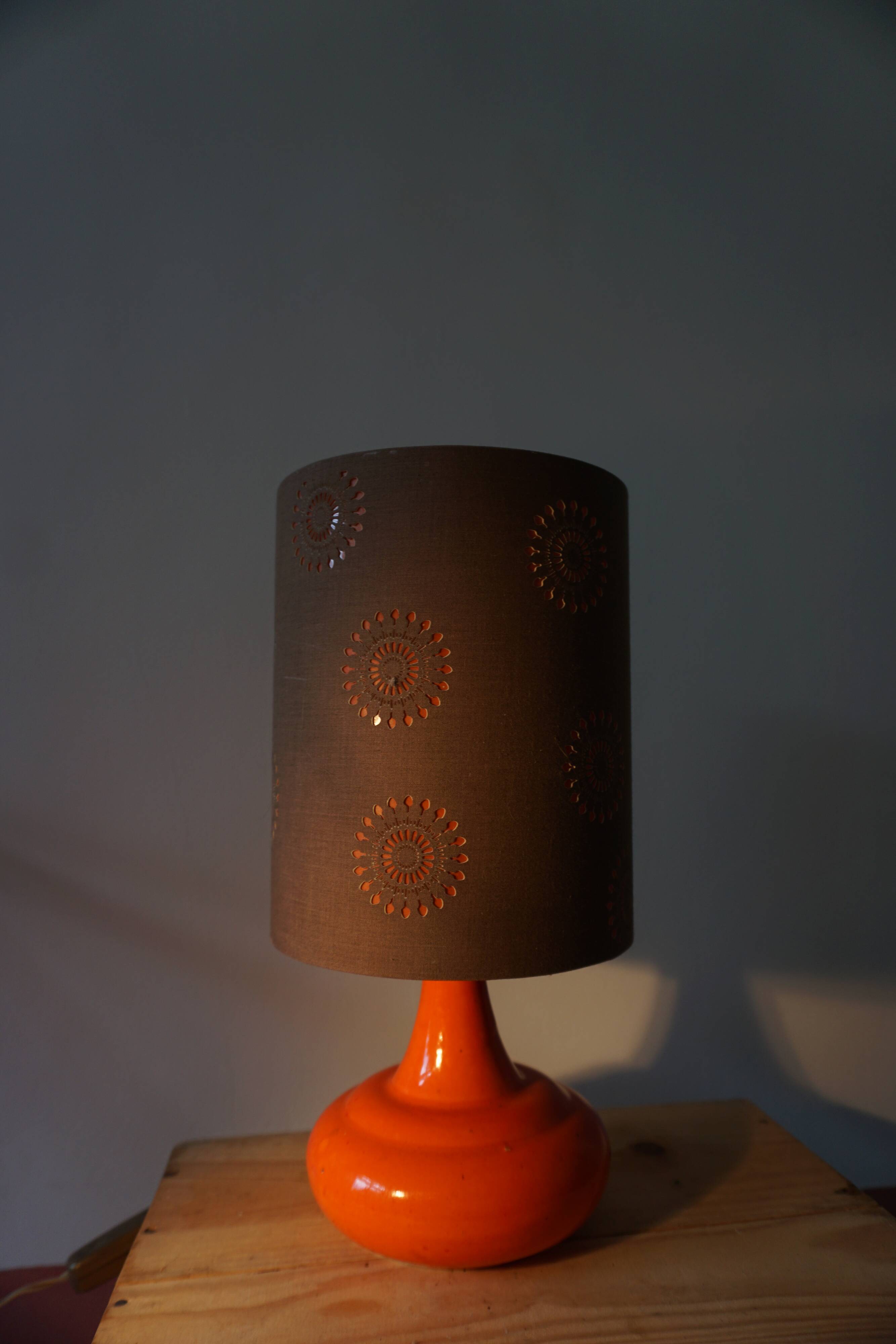 Orange ceramic lamp from the 70s