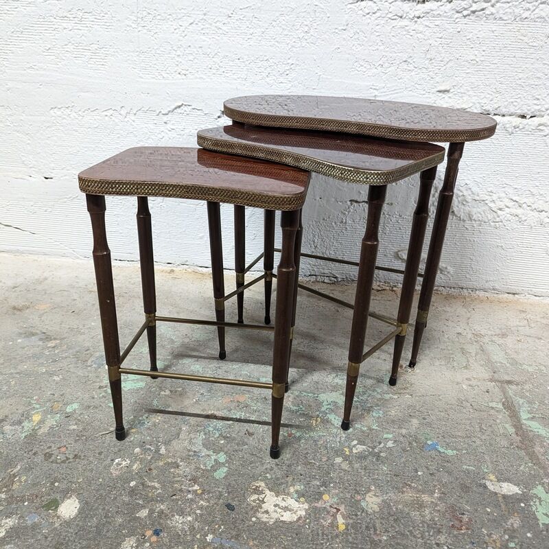 Trio of nesting tables in the shape of a kidney