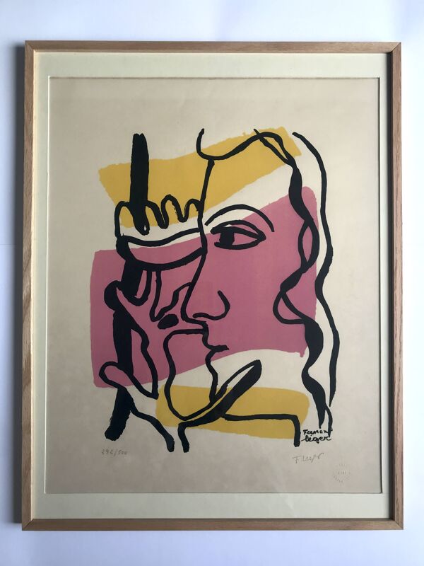Fernand Leger, Profil à la fleur, c. 1948. Lithographie signée et timbrée