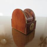 6 coasters in rosewood and brass 1970