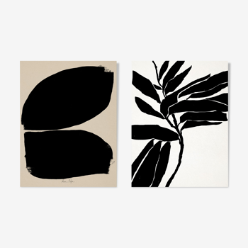 Pair of giclee prints, abstract wall art set of two, 50x70cm