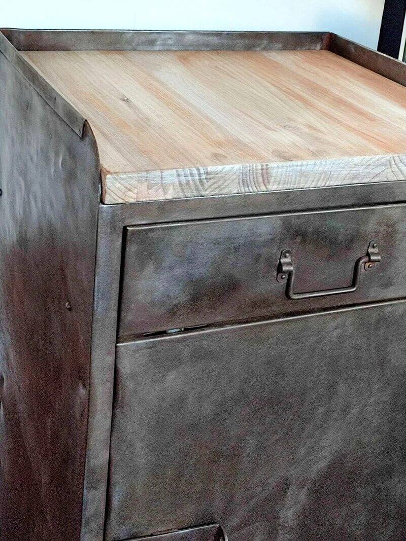 Vintage industrial furniture, metal and wood