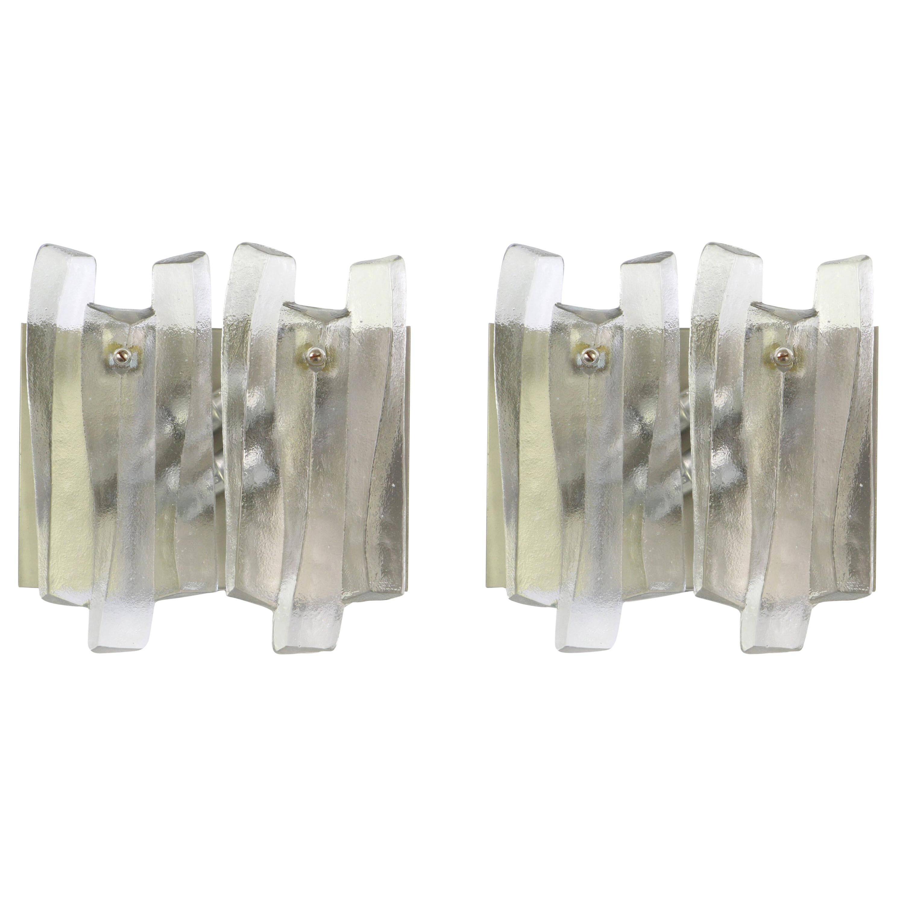 Pair of large Murano glass wall lights by Kalmar 'Fuente', Austria, 1960s.