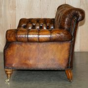 Canapé Chesterfield victorien en cuir serpentin teint à la main