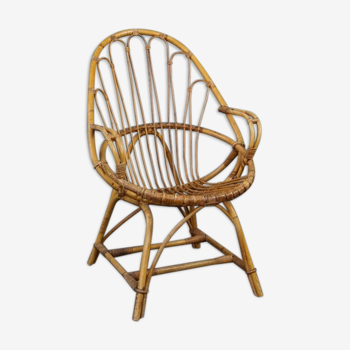 Rattan armchair with armrests Dutch Design 1950