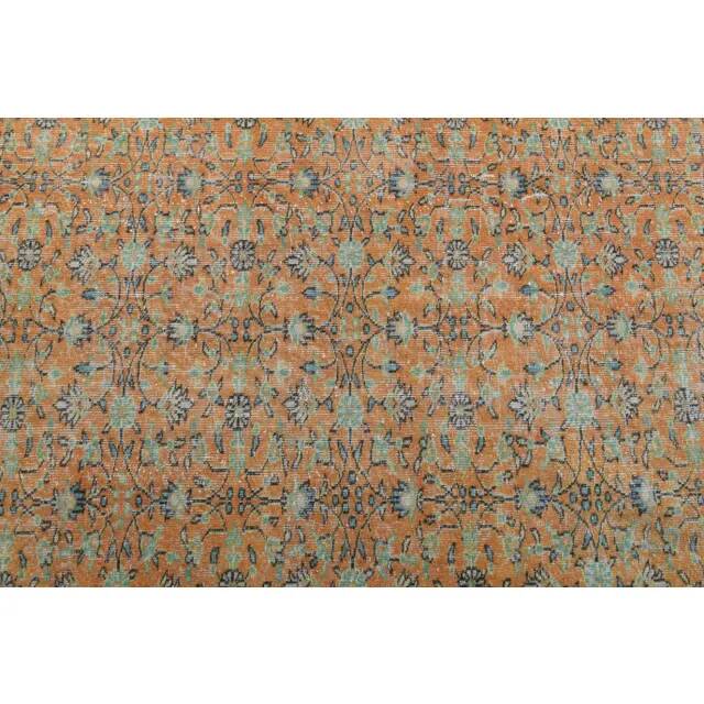 Vintage Turkish Oushak handmade wool cotton orange rug 161x267