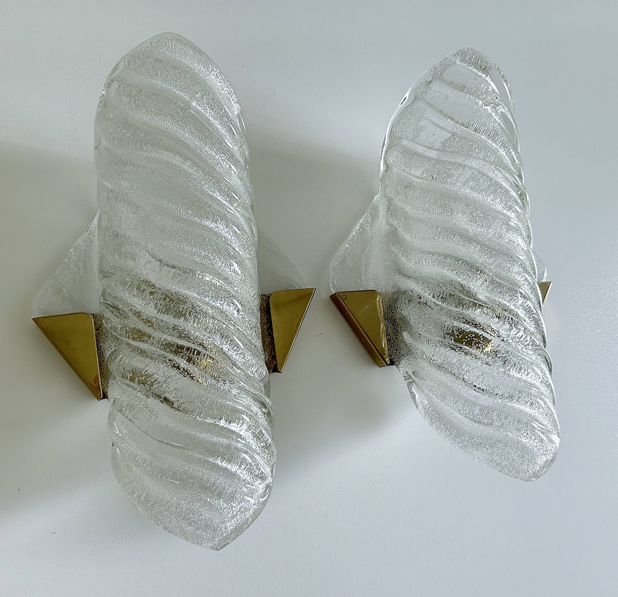 Pair of large Murano glass wall lights