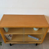 Vintage oak display cabinet from the 1960s.