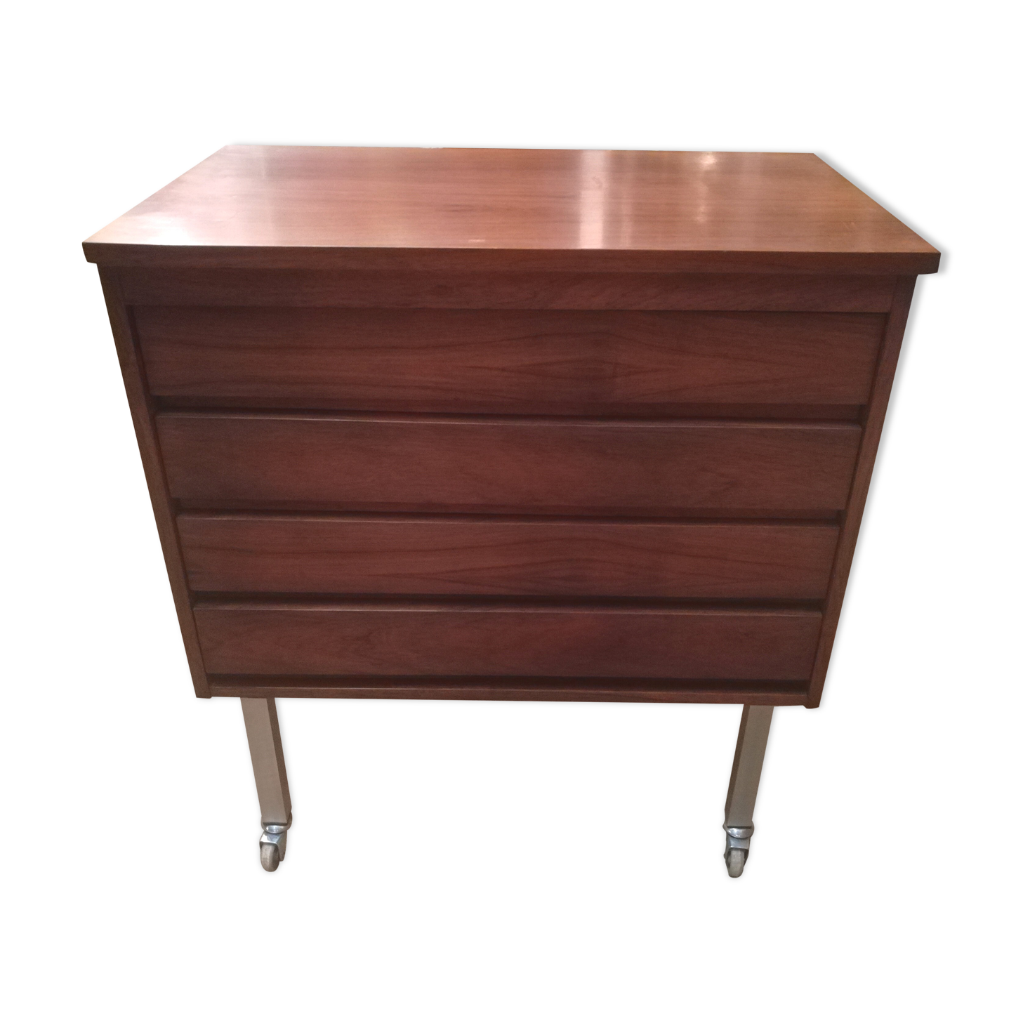 Rosewood and brushed metal chest of drawers