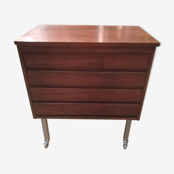 Commode en palissandre et métal brossé