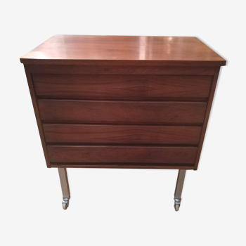 Rosewood and brushed metal chest of drawers