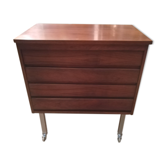 Rosewood and brushed metal chest of drawers