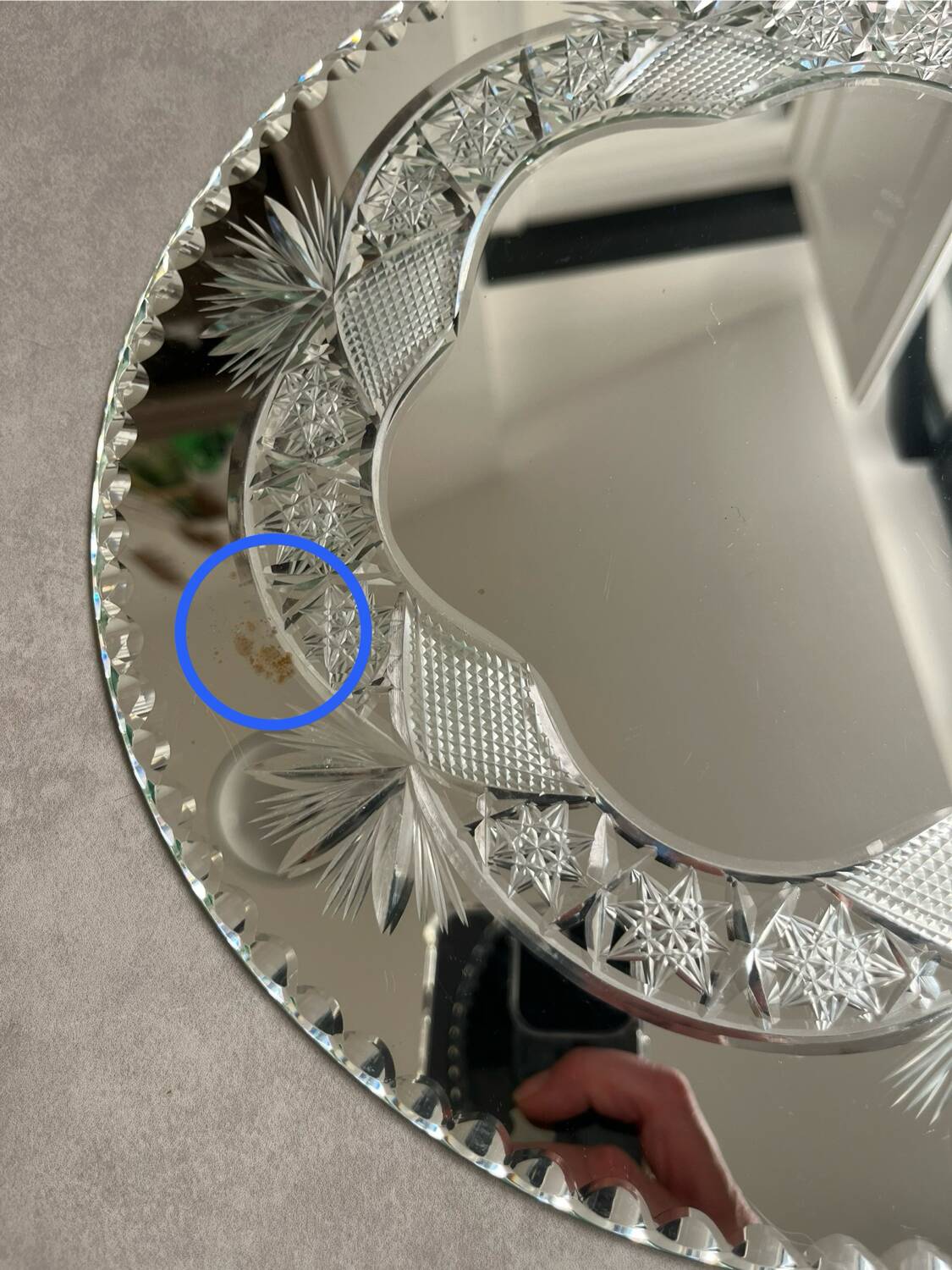 50s chiseled table mirror, Diam 30cm