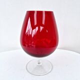 Vintage empoli italian glass red brandy type footed vase