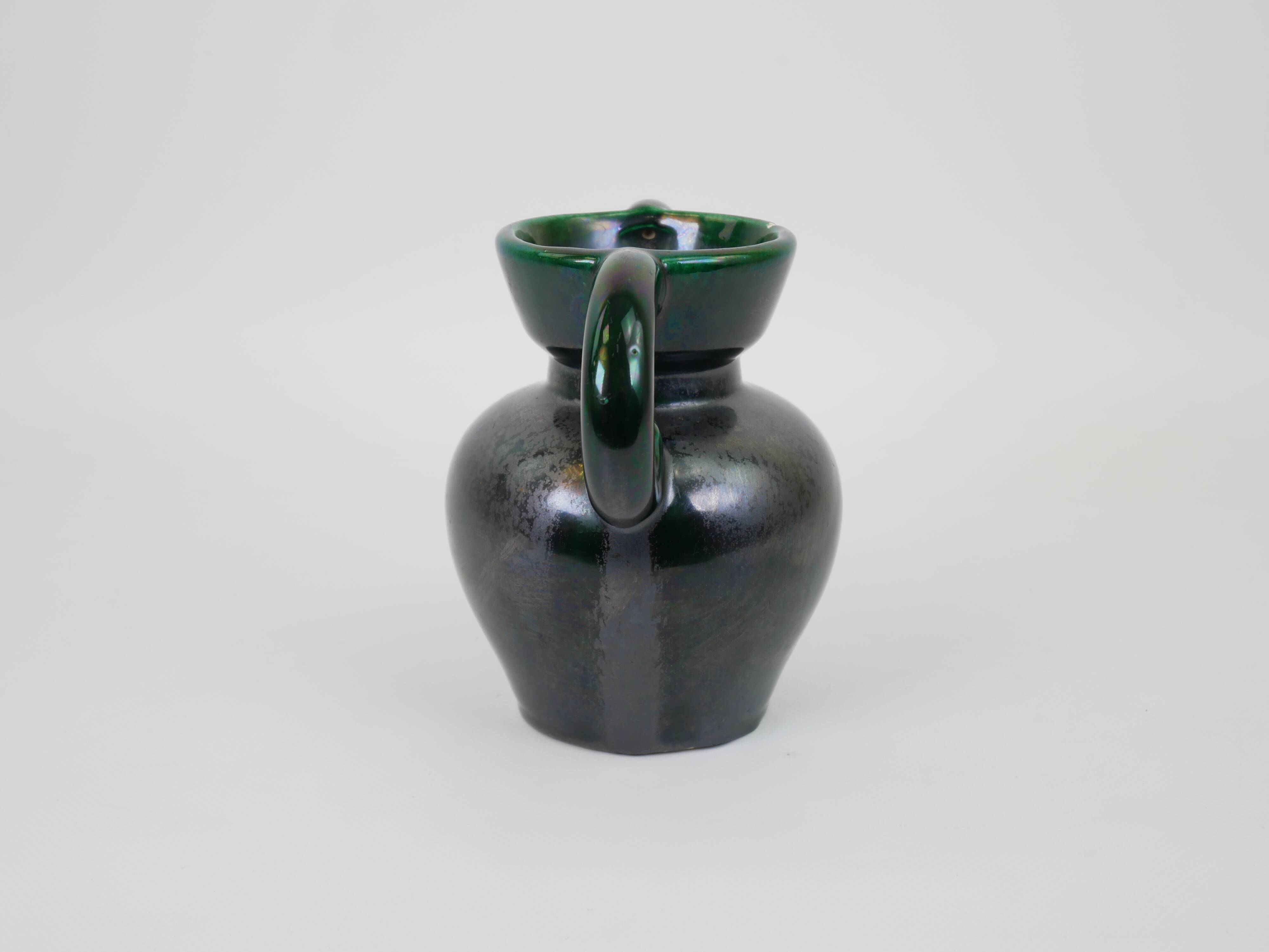 Black and green ceramic vase