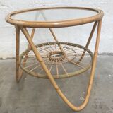 Bamboo and glass coffee table