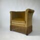 Mid century gold fringed velvet tub armchair