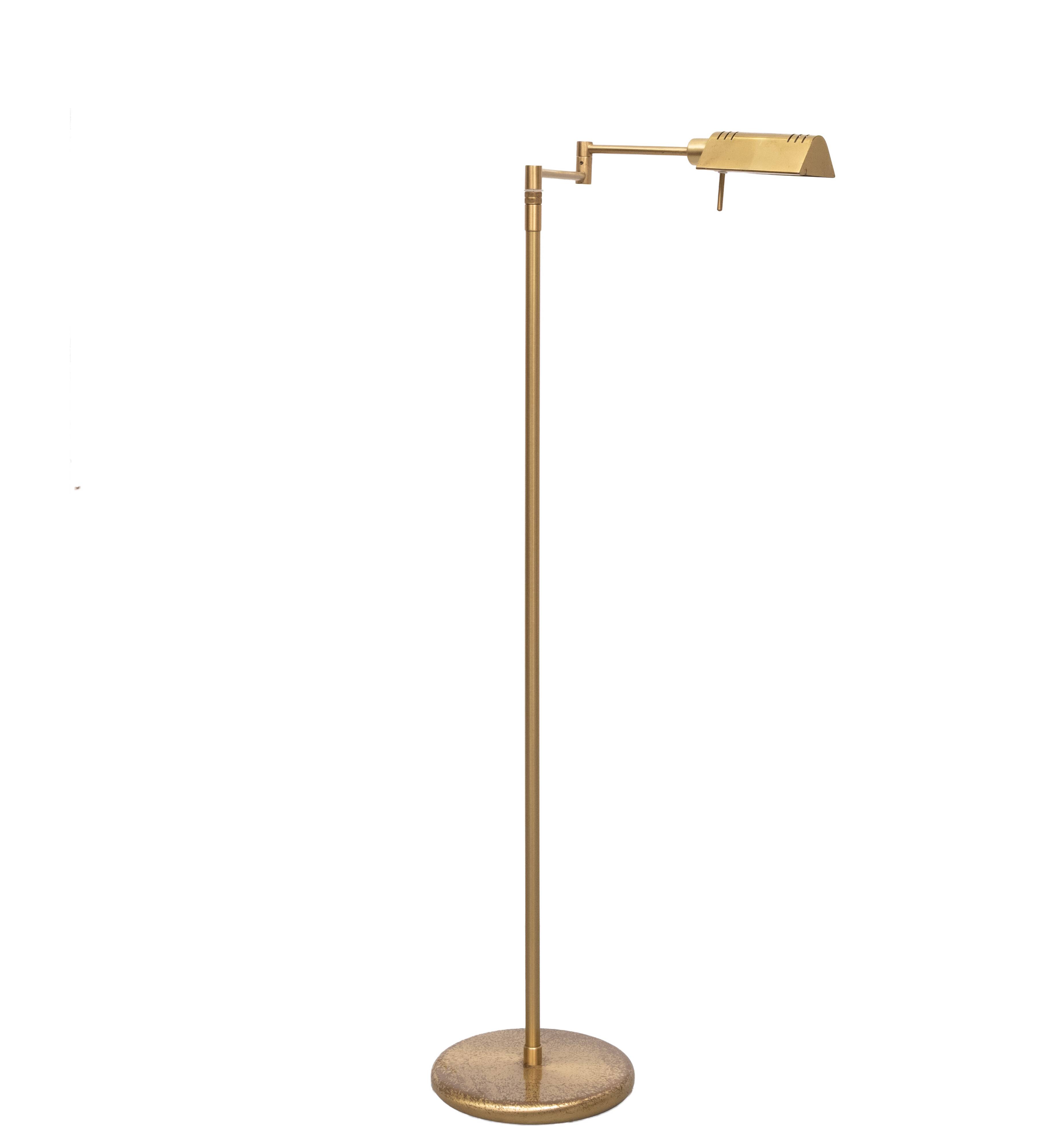 Brass Swing Arm Library floor lamp Holtkoetter Germany 1980s