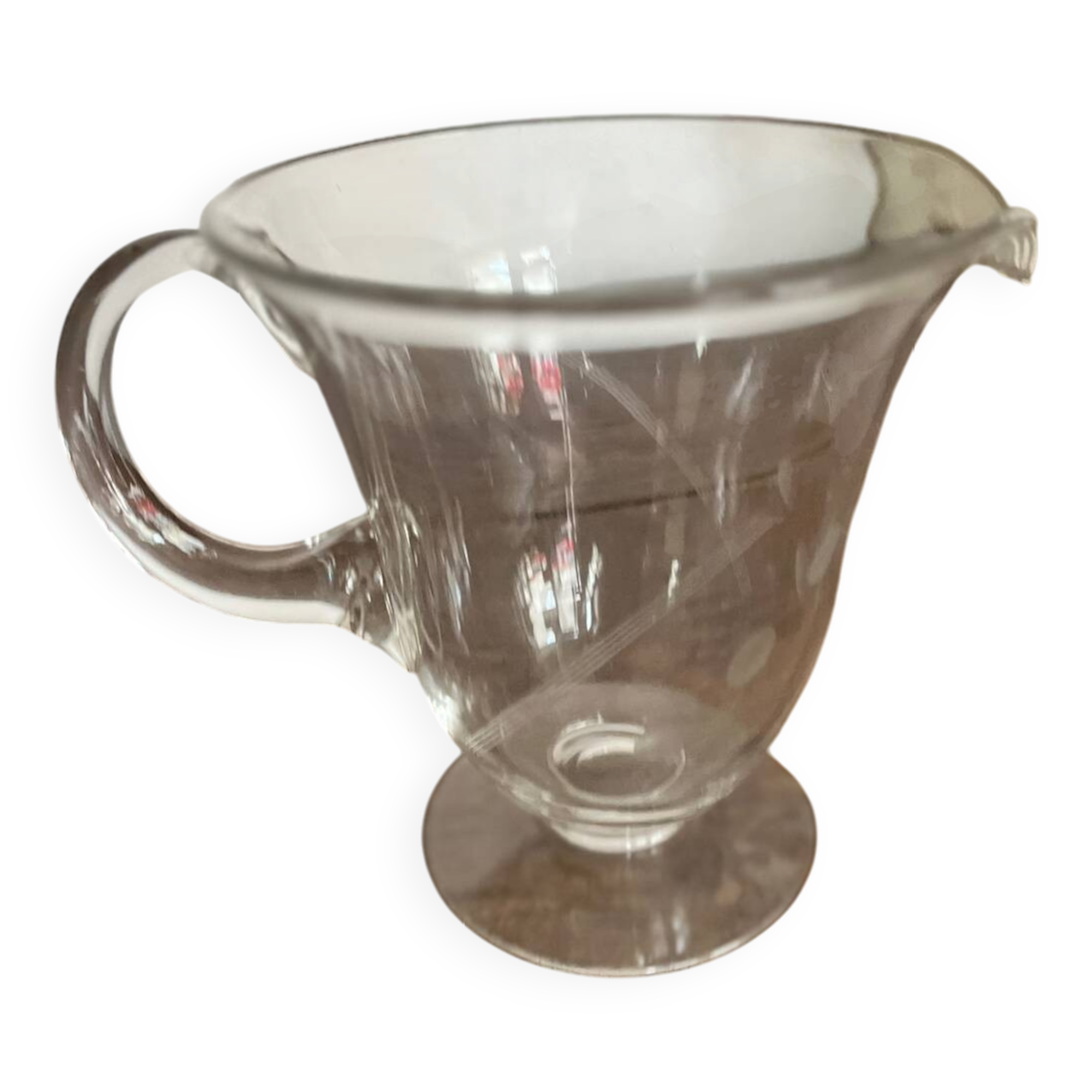 Chiseled glass water pitcher