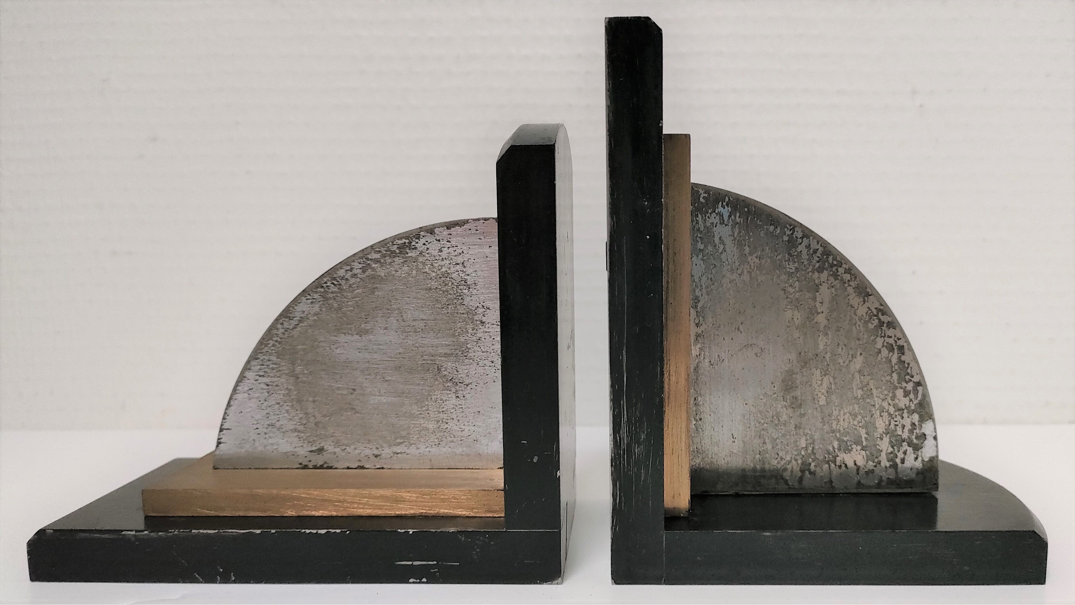Pair of patinated steel bookends Art Deco style