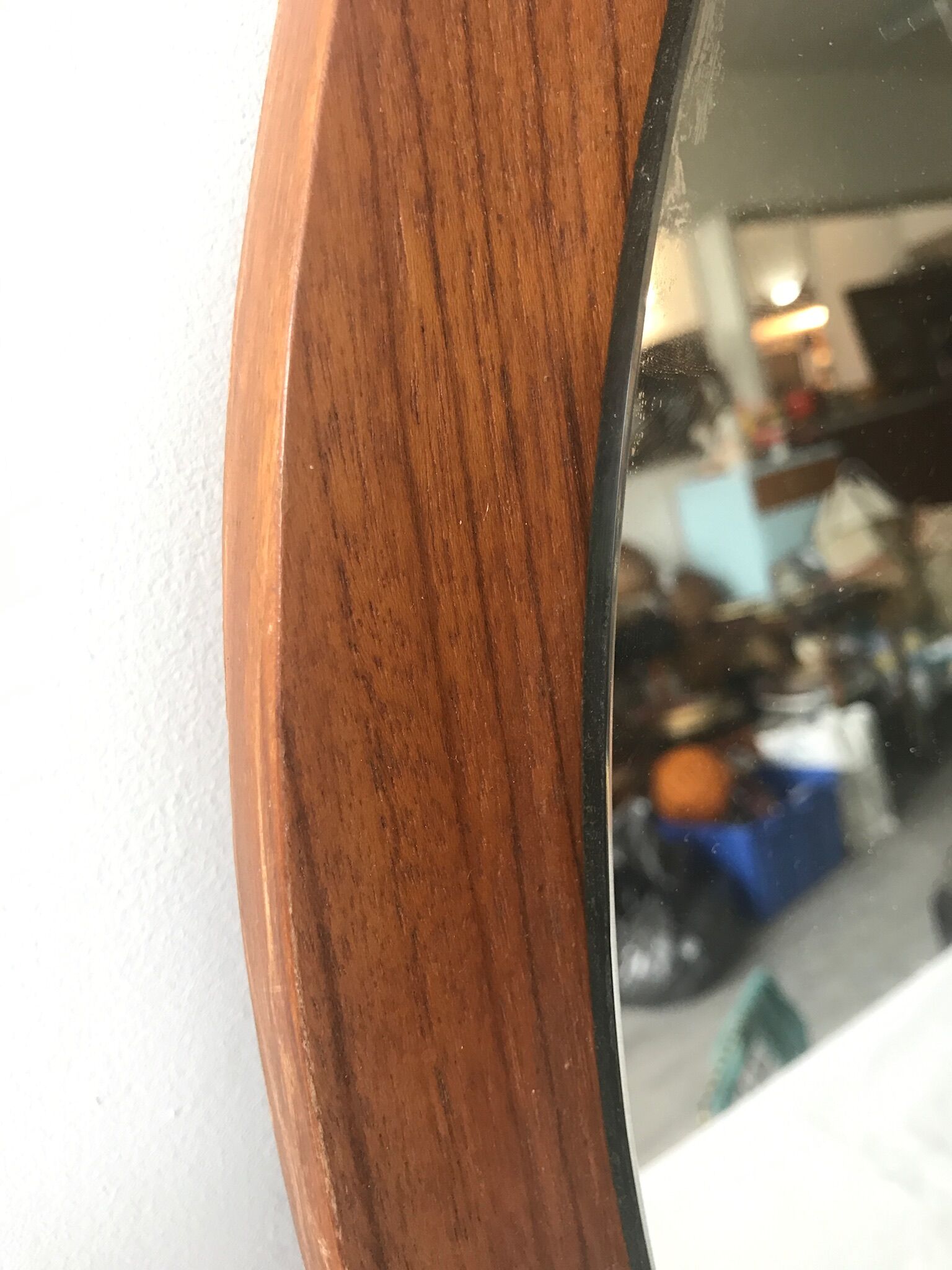 Mirror round vintage teak 66 x 66 cm