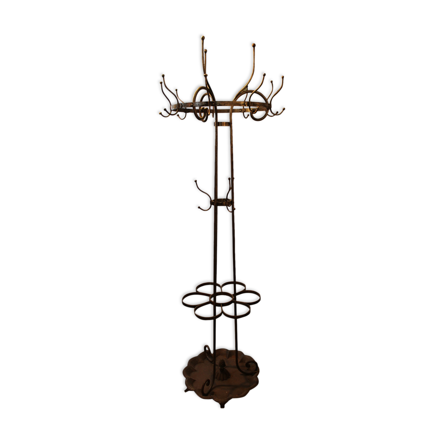 Old coat rack with umbrella holder