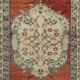 Vintage Handmade Turkish Accent Rug in Red and Beige Color, 100% Wool