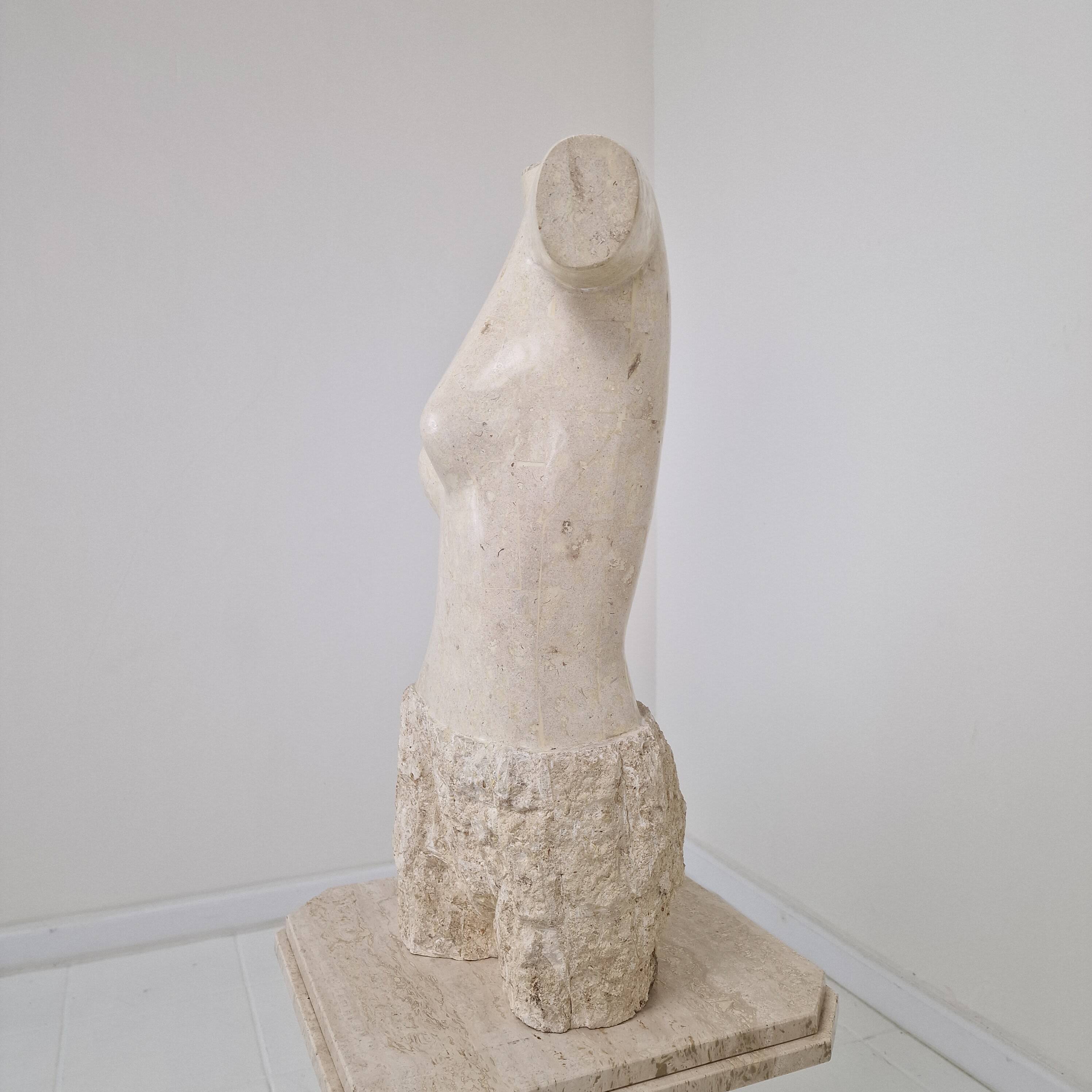 Sculptural Contemporary Female Torso Crafted from Layered Reclaimed Mactan