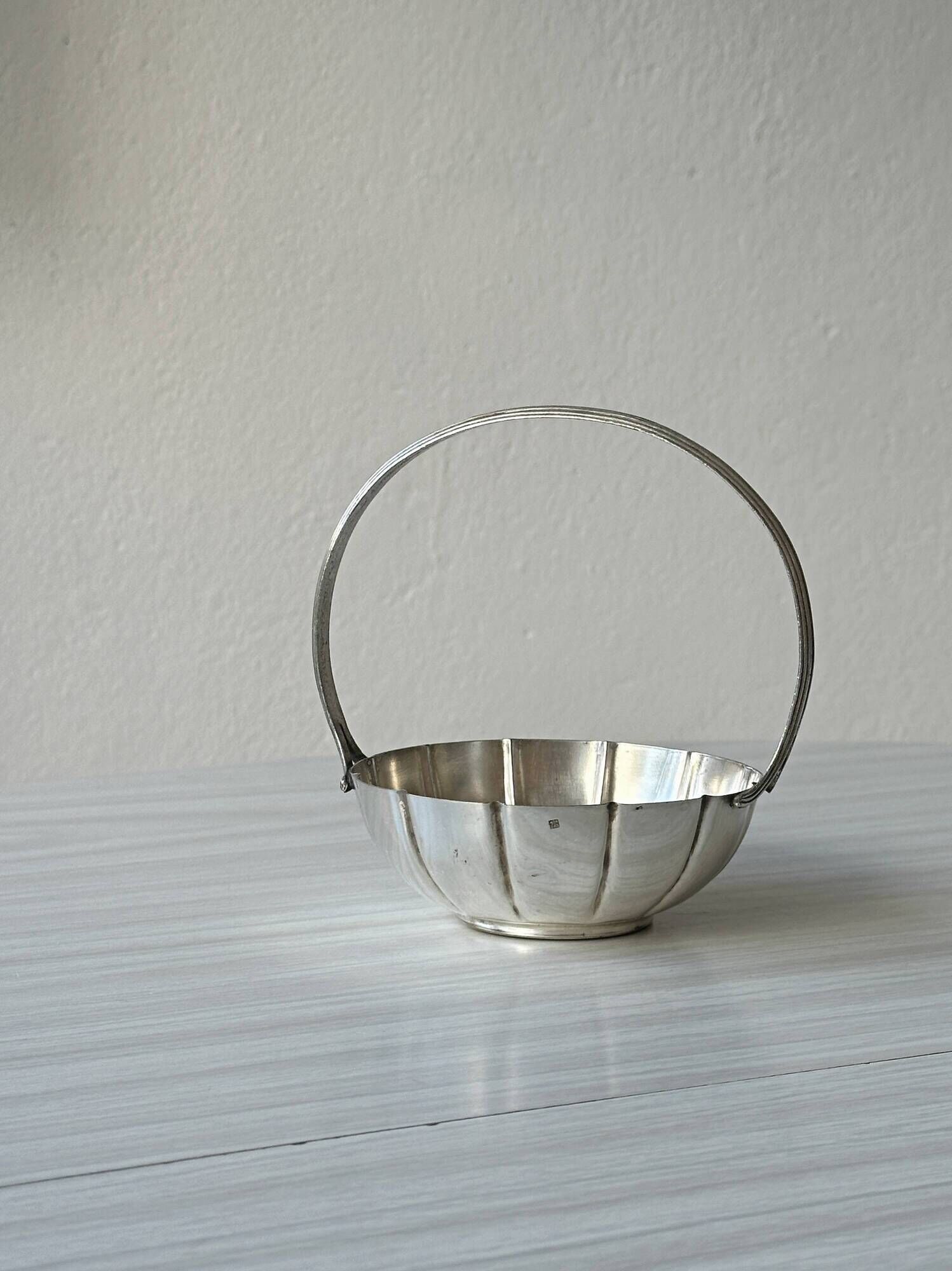 Small vintage silver-plated metal basket