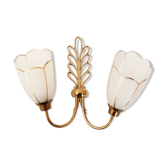 Wall light vintage 1950 vintage gilded brass leaf