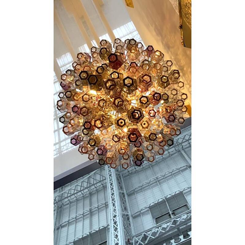 Contemporary Mid-Centyry Modern "Poliedri" Murano Glas Chandelier