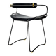 Contemporary kitchen bar stool with black steel backrest.