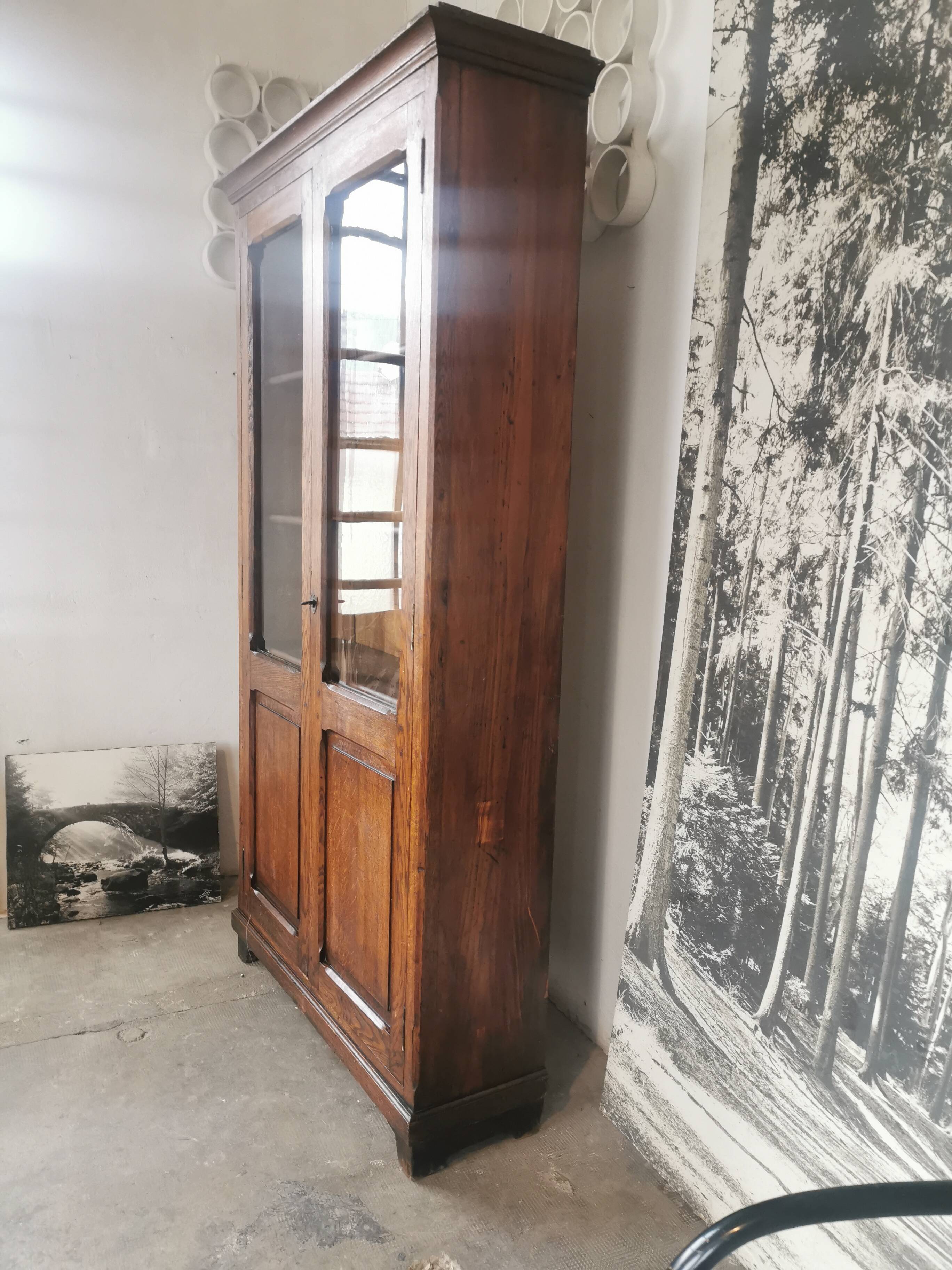 Display cabinet, oak bookcase from the 20s