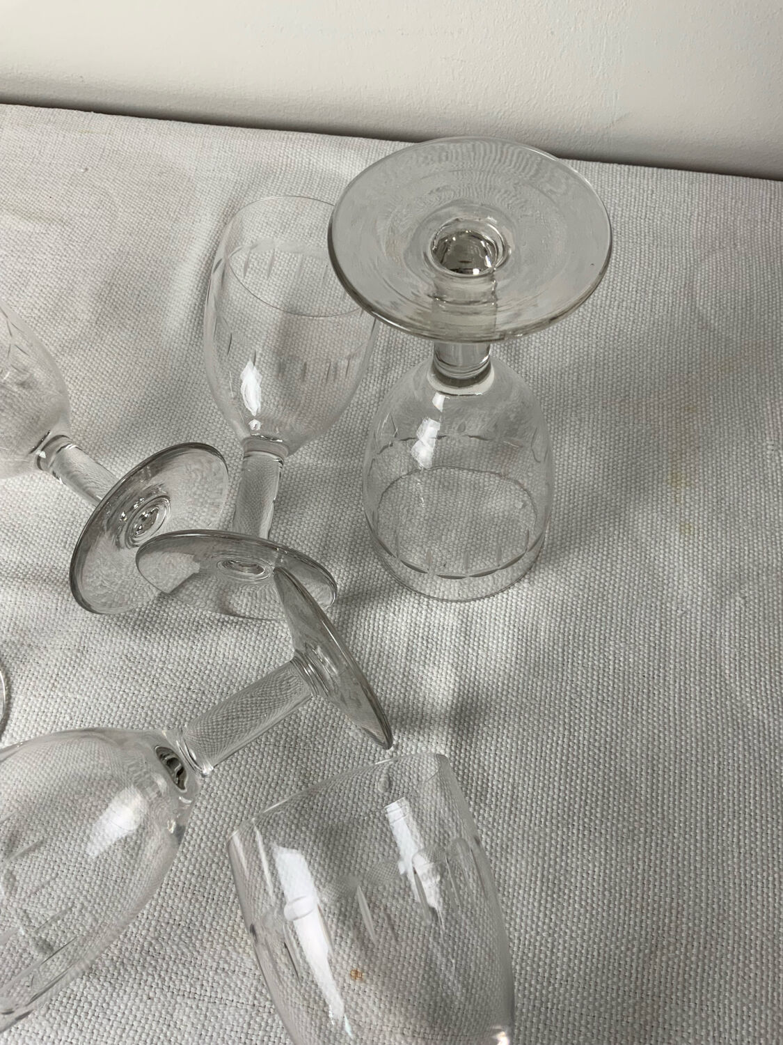 6 antique stemmed glasses