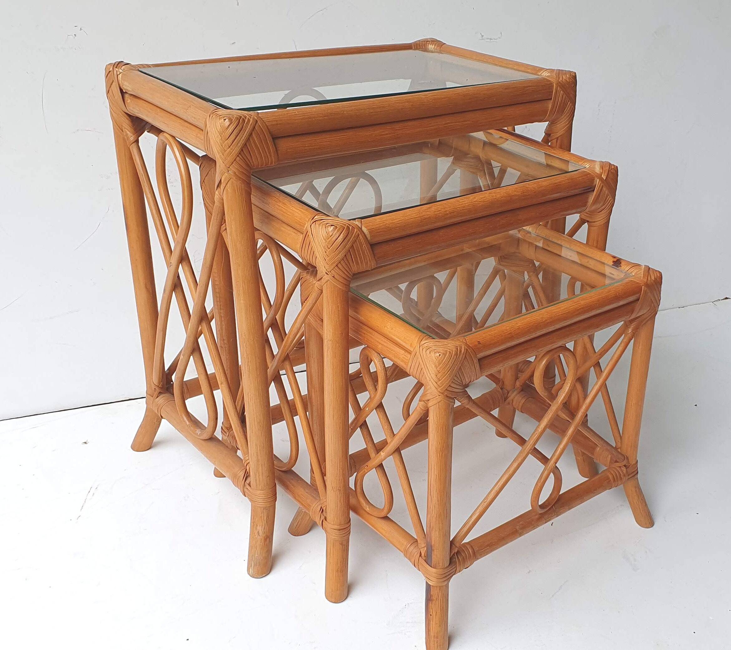Rattan nesting tables