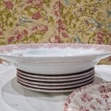 Grande assiette creuse terre de fer ou petit plat rond creux ancien Moulin des loups modèle Dentelle