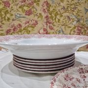 Large deep iron earth plate or small old round hollow dish Moulin des loups Dentelle model