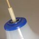 Bell hanging lamp in white and blue opaline 60s