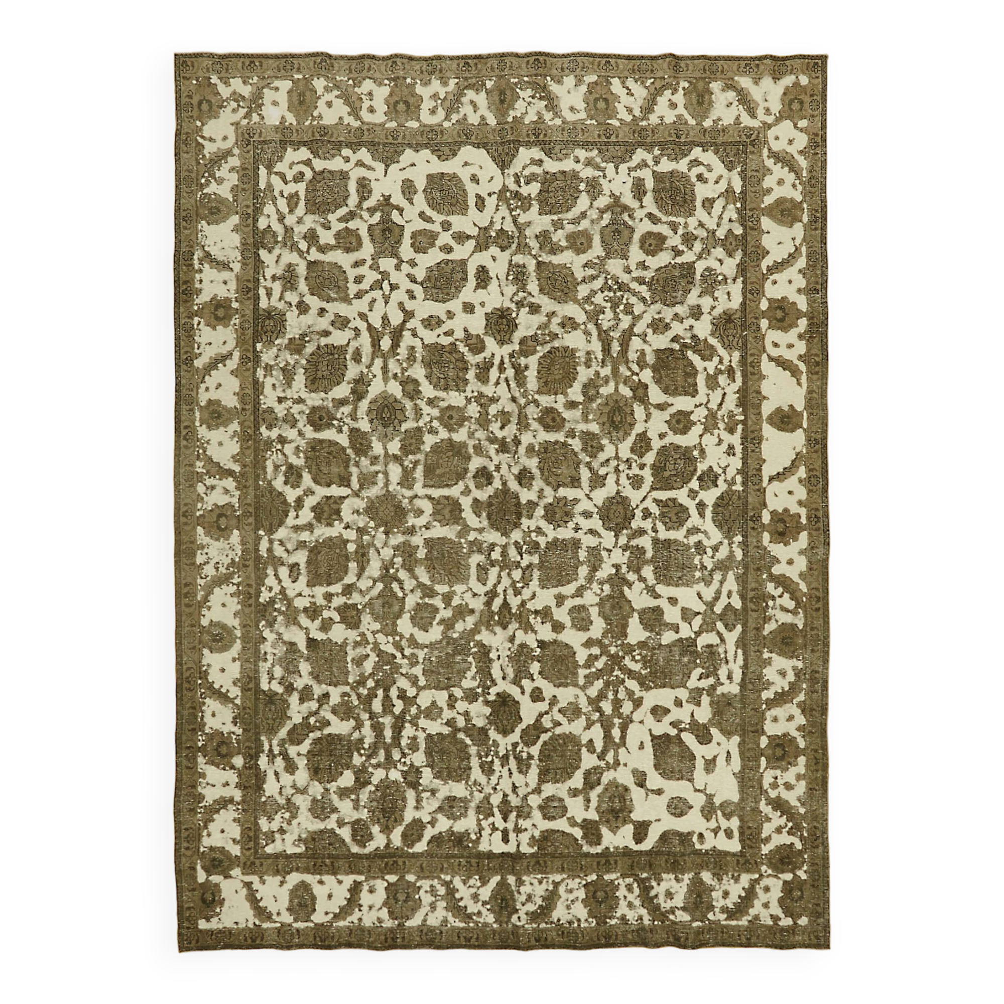 Hand-Knotted Anatolian Vintage 1970s 286 cm x 390 cm Beige Wool Carpet