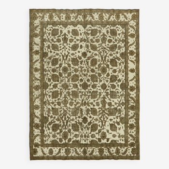 Hand-Knotted Anatolian Vintage 1970s 286 cm x 390 cm Beige Wool Carpet