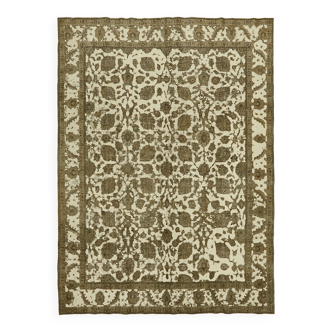 Hand-Knotted Anatolian Vintage 1970s 286 cm x 390 cm Beige Wool Carpet