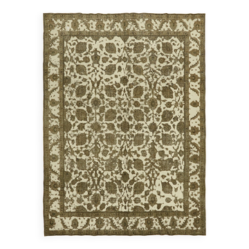 Tapis anatolien vintage 1970 noué à la main en laine beige 286 cm x 390 cm