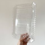 Plat en verre ciselé transparent ancien