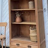 Vintage Parisian bookcase in raw wood - compass legs
