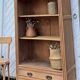 Vintage Parisian bookcase in raw wood - compass legs