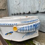 Rouen earthenware planter/cooler with flowers and foliage, 18th century