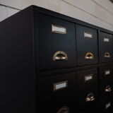Vintage industrial wooden chest of drawers, apothecary, filling cabinet, 1930s