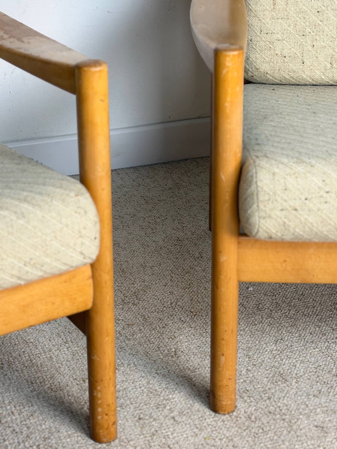 Pair of vintage wooden armchairs