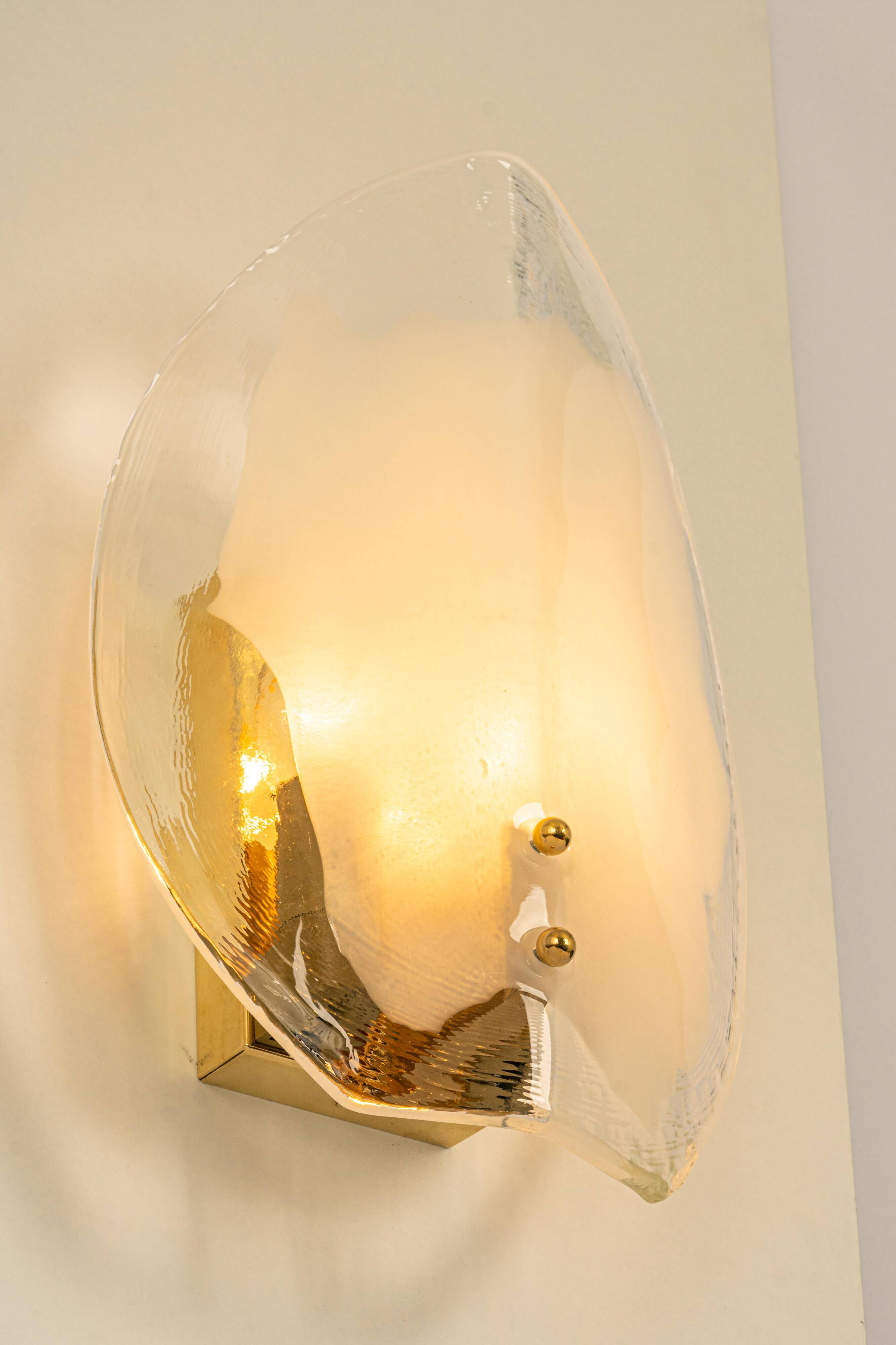 Kalmar wall sconces in brass and Murano glass, Austria, 1970s.