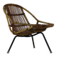 Three legged dutch design rattan easy chair by D. van Sliedregt